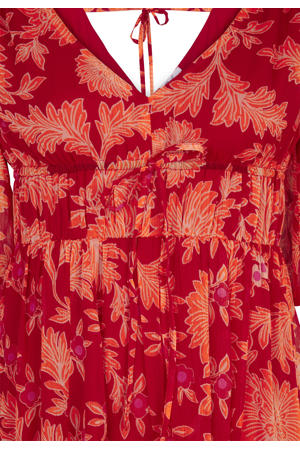 gebloemde maxi jurk - rood