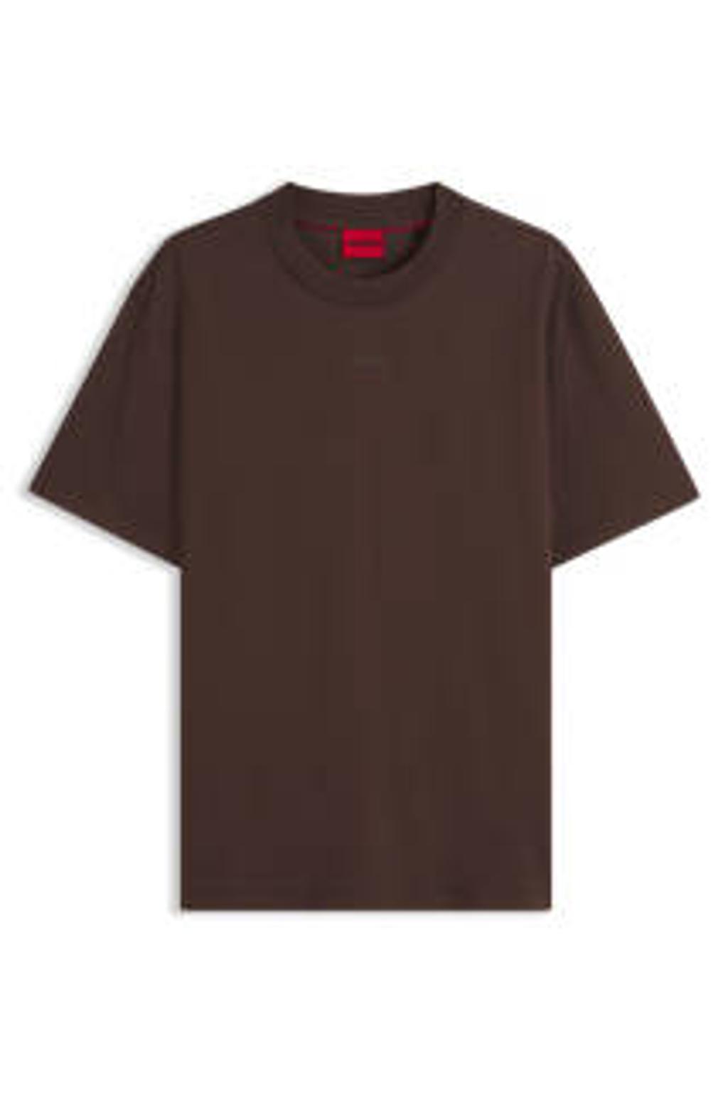 Donkerblauwe heren HUGO regular fit T-shirt van katoen met effen, korte mouwen en ronde hals
