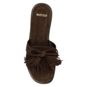 thumbnail: Manfield suède slippers met franjes - donkerbruin