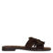 Manfield suède slippers met franjes - donkerbruin