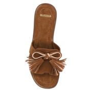 thumbnail: Manfield suède slippers met franjes - cognac