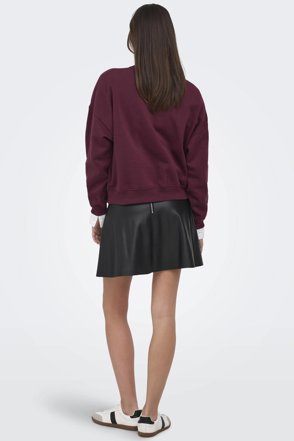 JDY oversized trui met borduursels en tekst - donkerrood