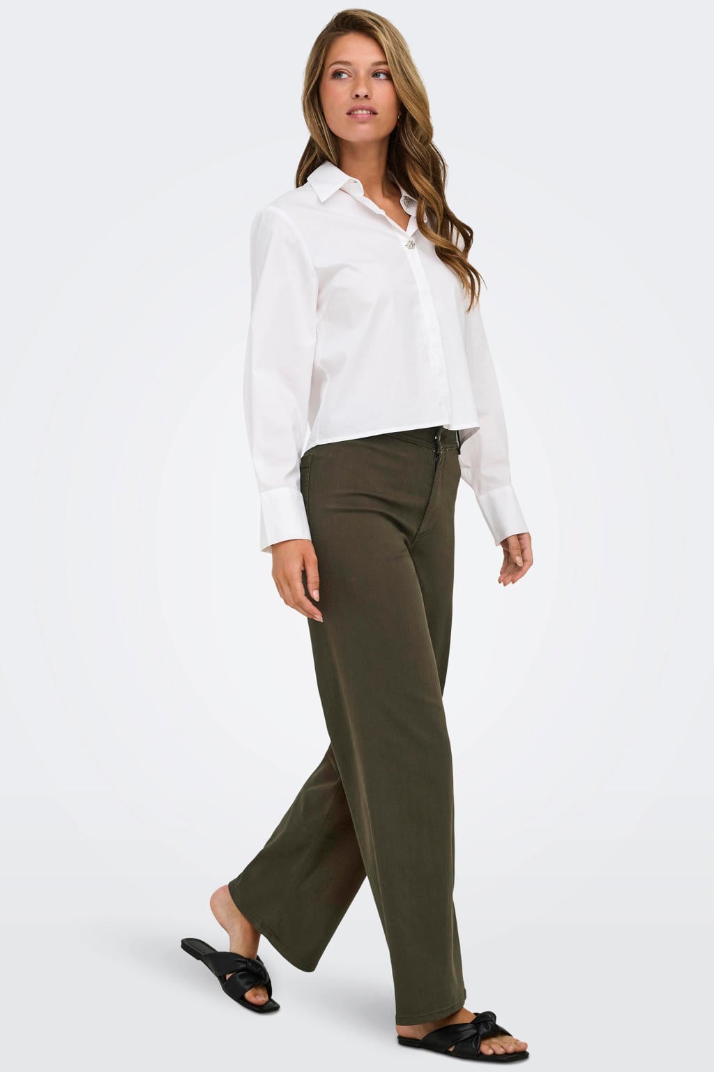 JDY wide leg broek - grijsgroen