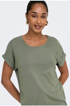 rechtvallend T-shirt - kaki
