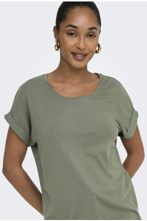 rechtvallend T-shirt - kaki