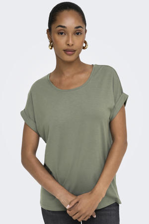 rechtvallend T-shirt - kaki