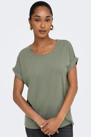 rechtvallend T-shirt - kaki