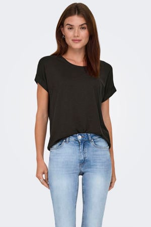 rechtvallend T-shirt - zwart