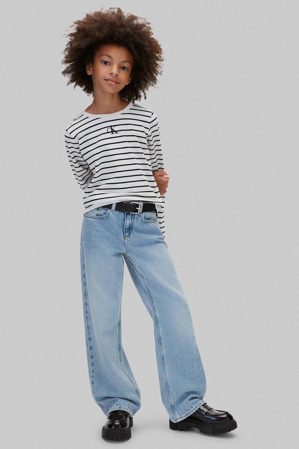 Calvin Klein gestreepte longsleeve - wit/zwart
