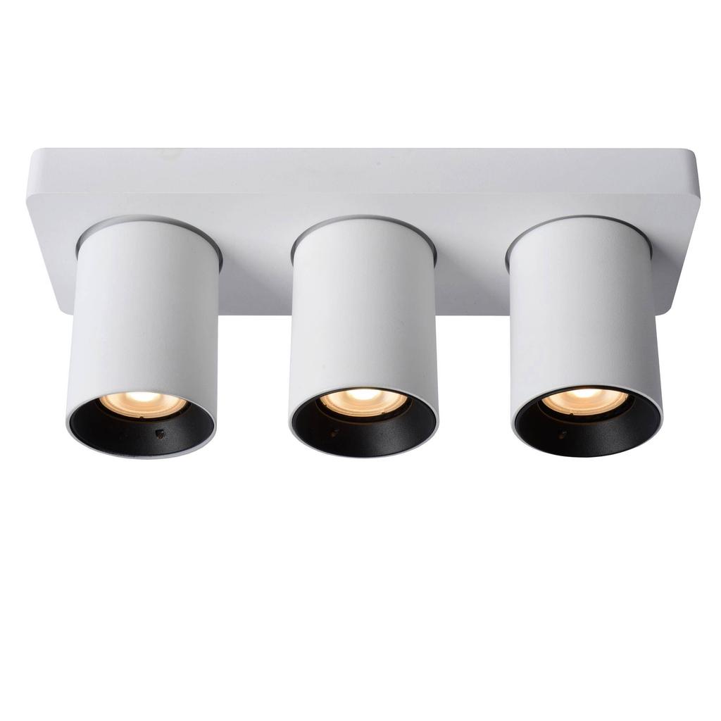 Lucide NIGEL - Plafondspot - LED Dim to warm - GU10 - 3x5W 2200K/3000K - Wit