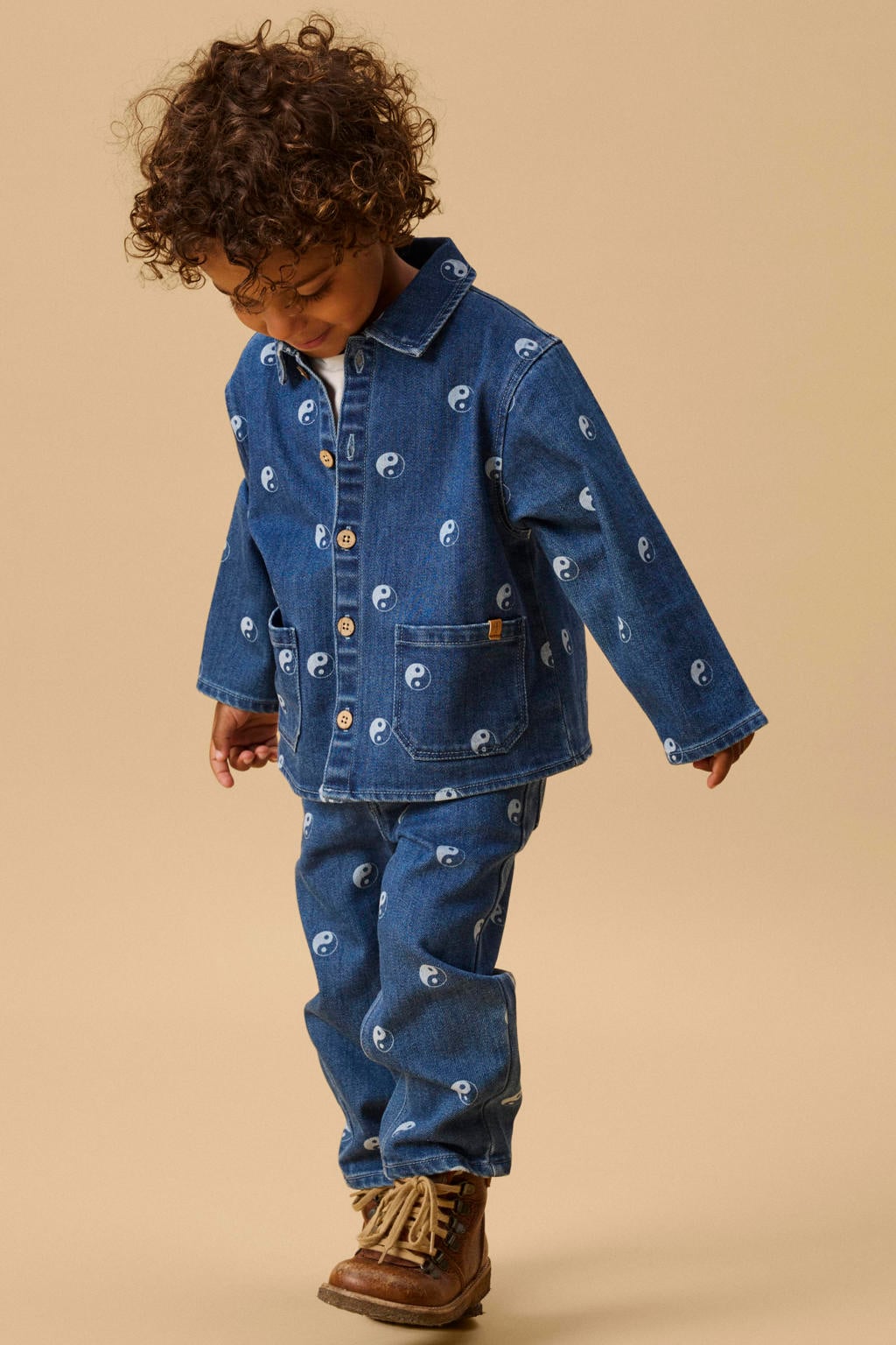 Dark blue denim jongens LIL' ATELIER MINI loose fit jeans van denim met drukknoopsluiting