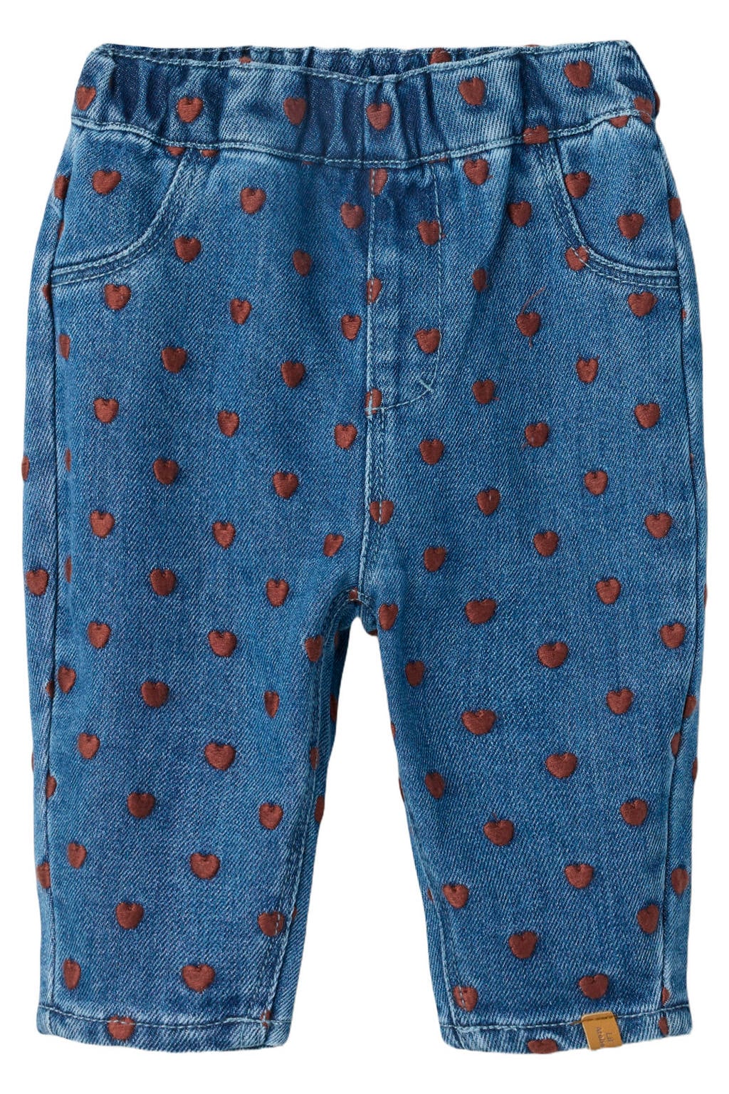Dark blue denim meisjes LIL' ATELIER BABY loose fit jeans van denim met regular waist en hartjesprint