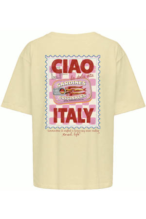 T-shirt met backprint - lichtgeel