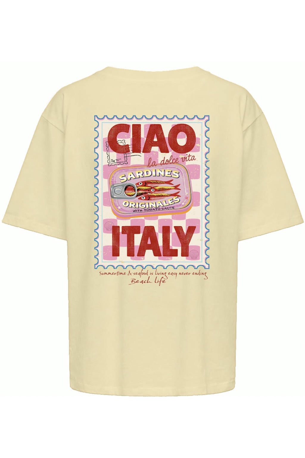 ONLY T-shirt met backprint - lichtgeel