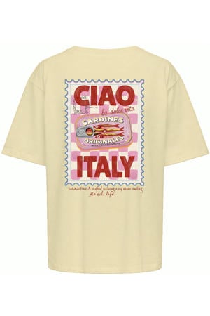 T-shirt met backprint - lichtgeel