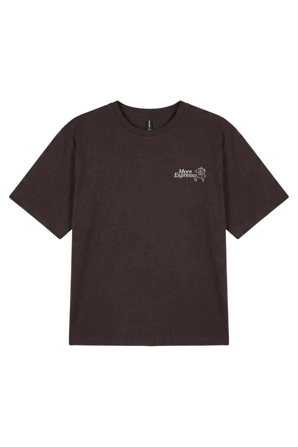 VERO MODA rechtvallend T-shirt met backprint - donkerbruin