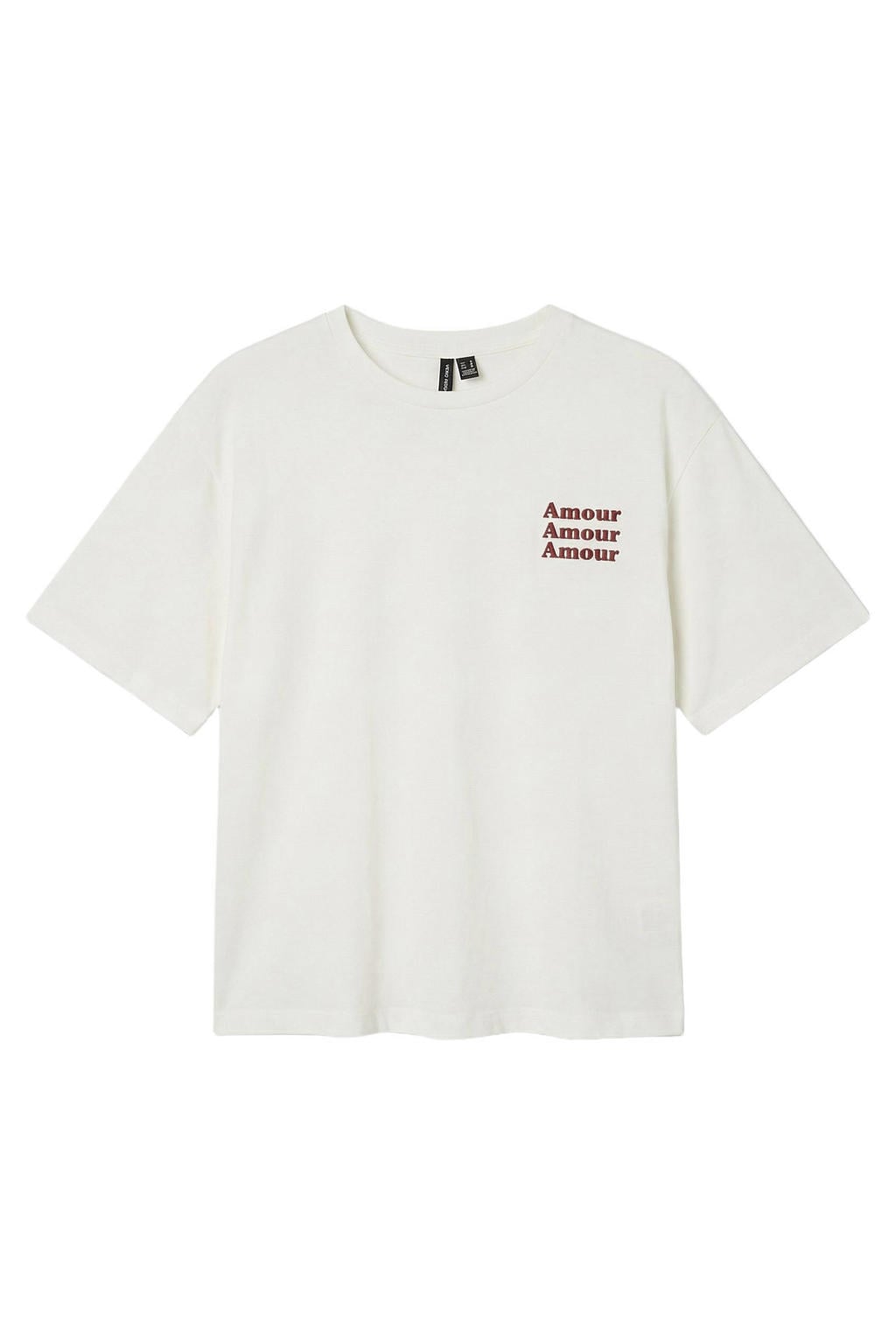 VERO MODA rechtvallend T-shirt met backprint - ecru