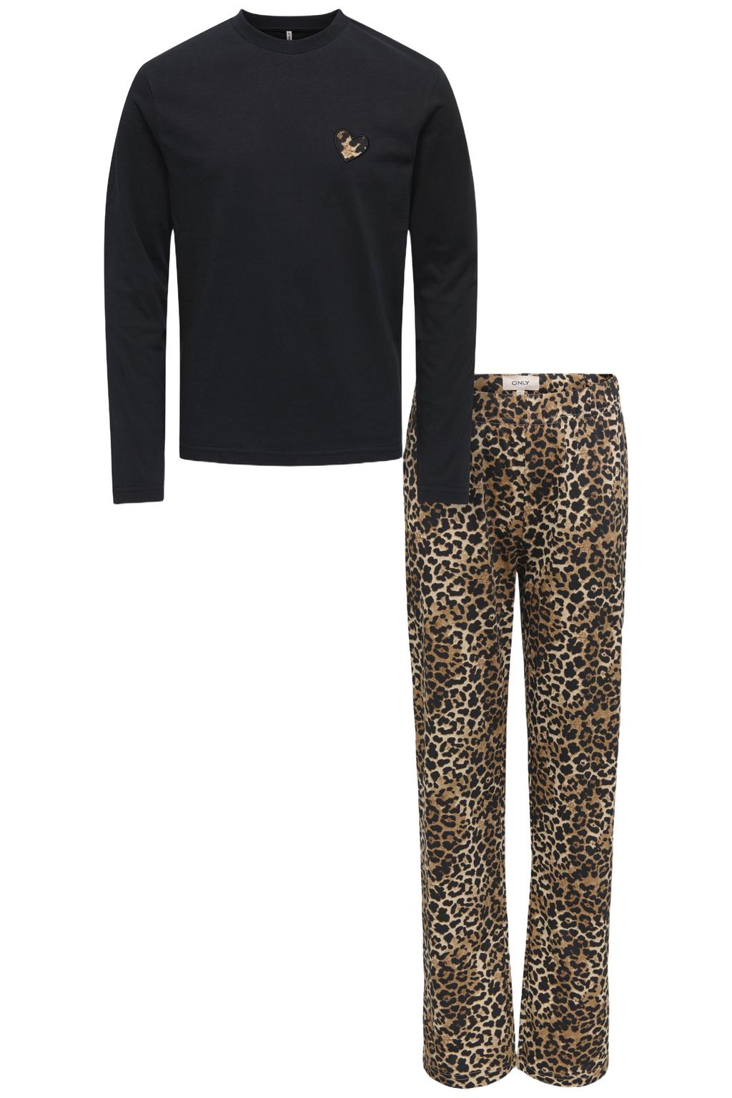 KIDS ONLY GIRL pyjama met panterprint - bruin/zwart