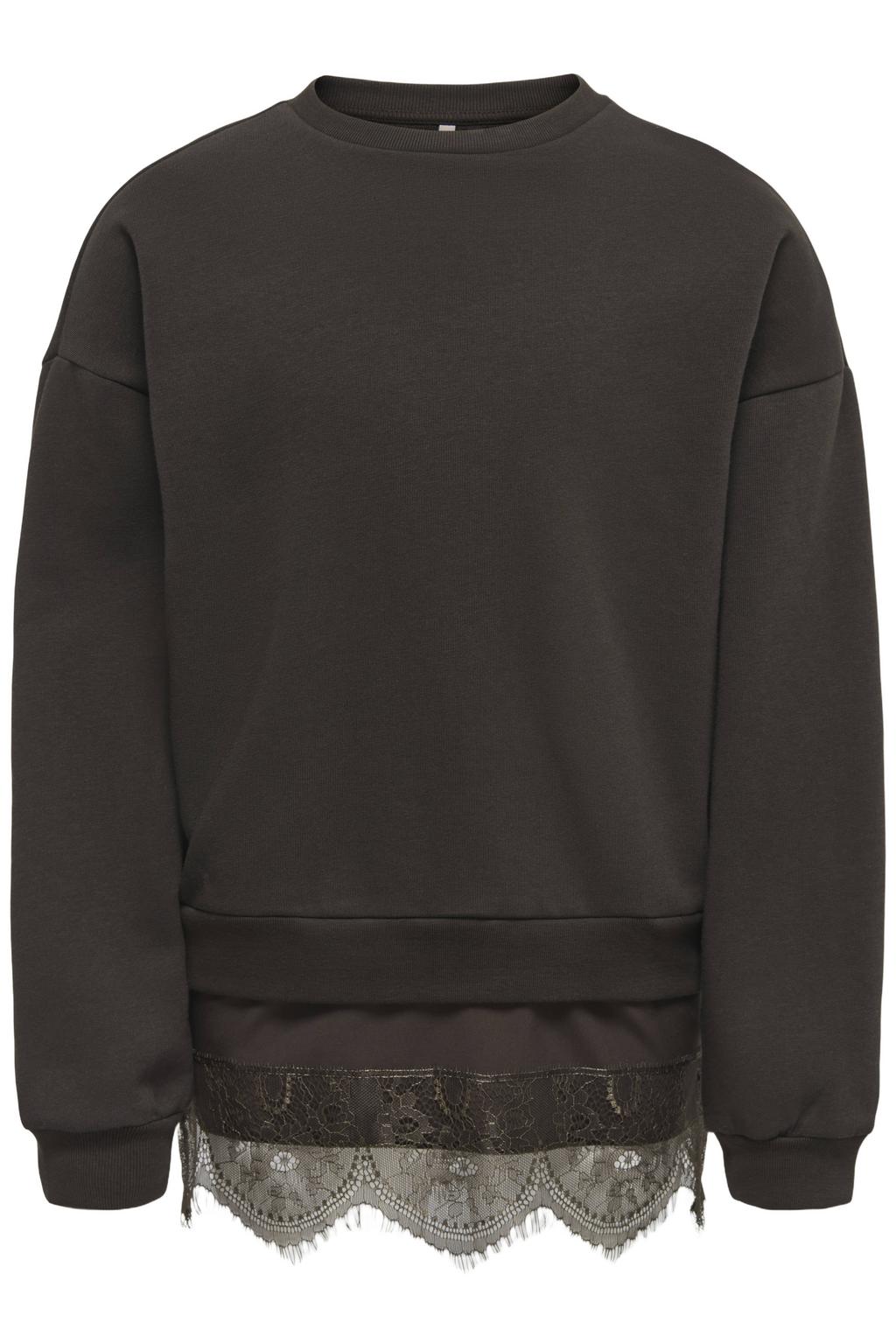 Donkerblauwe meisjes KIDS ONLY GIRL sweater van katoen met effen, lange mouwen, ronde hals en geribde boorden