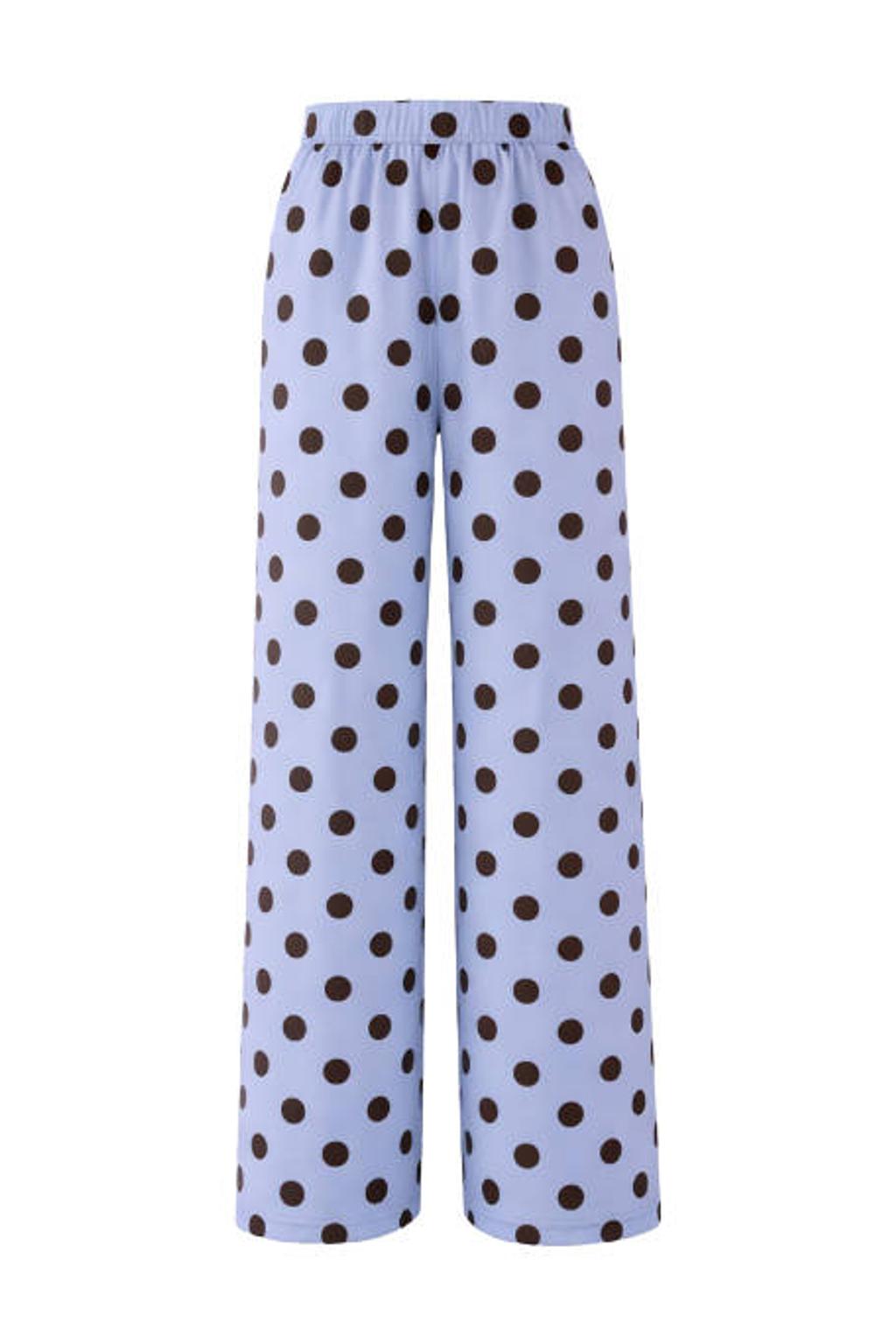Lichtblauw en bruine meisjes KIDS ONLY GIRL wide leg casual broek met stippenprint