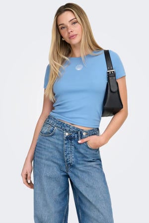 T-shirt met borduursels - blauw