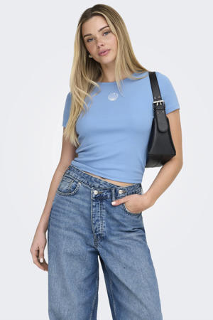 T-shirt met borduursels - blauw