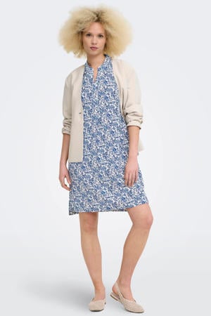 korte gebloemde zomerjurk - blauw