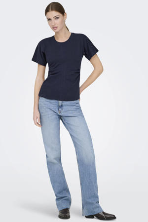 katoenen regular fit top - donkerblauw