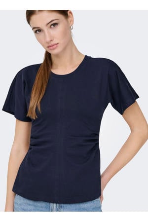 katoenen regular fit top - donkerblauw
