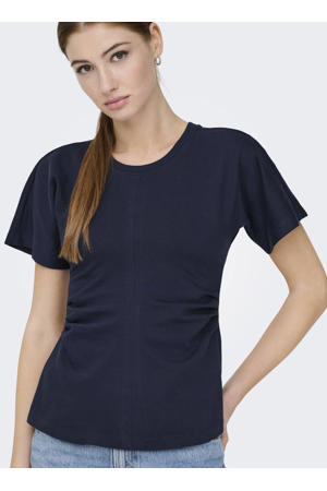 katoenen regular fit top - donkerblauw