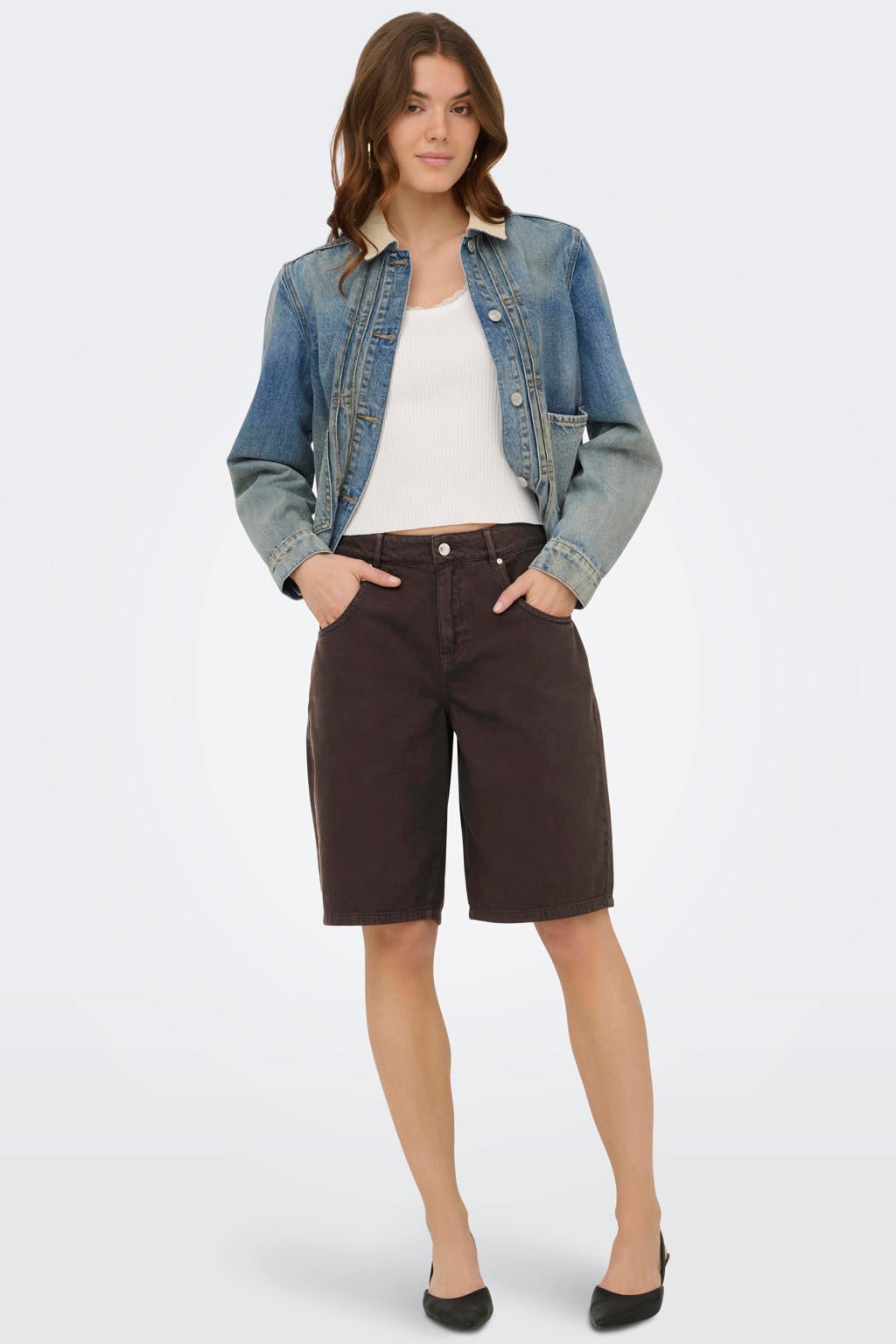 ONLY loose fit denim short - bruin