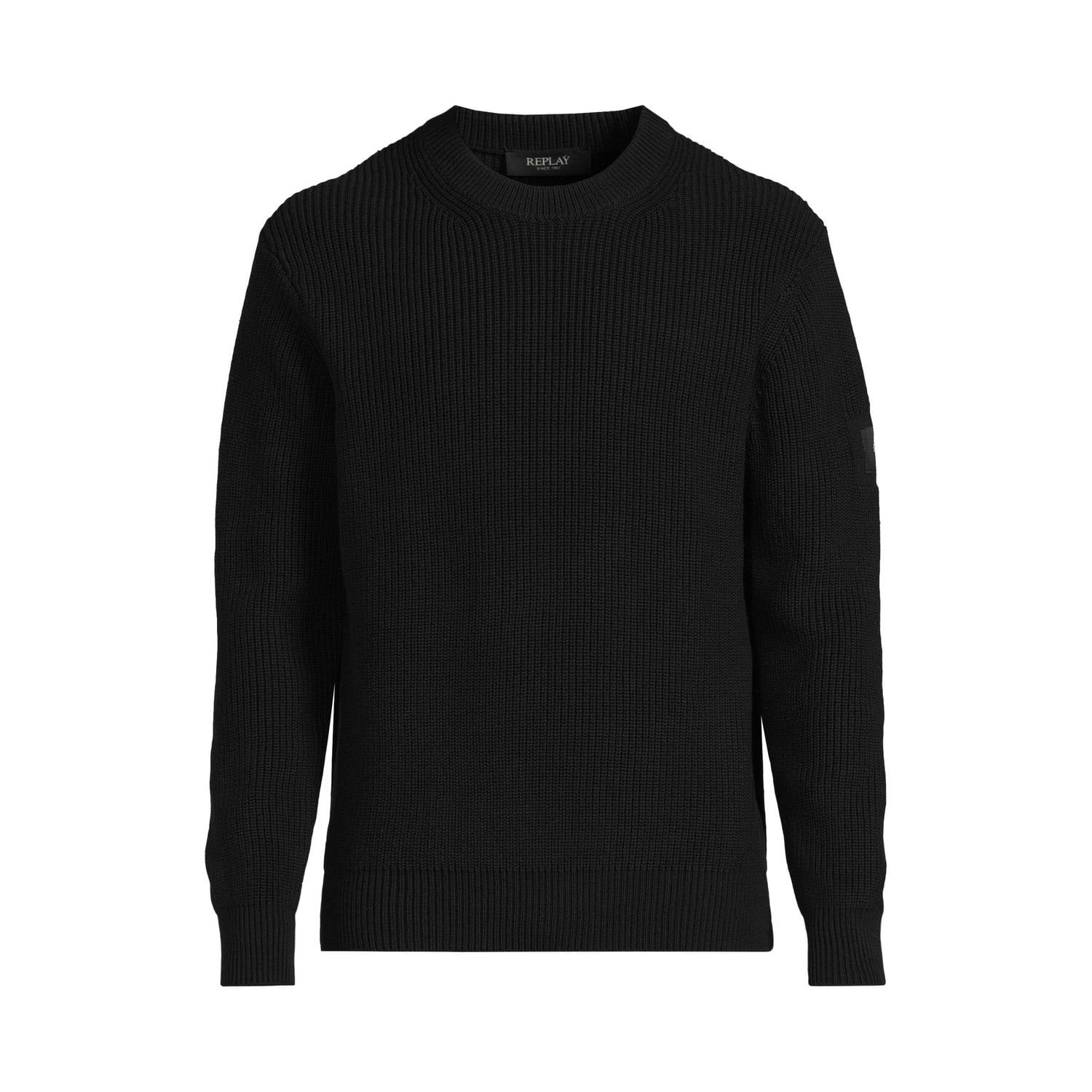 REPLAY katoenen regular fit gebreide trui marineblauw