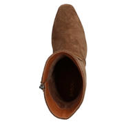 thumbnail: Babouche Fieke-2 suède enkellaarzen met blokhak - cognac