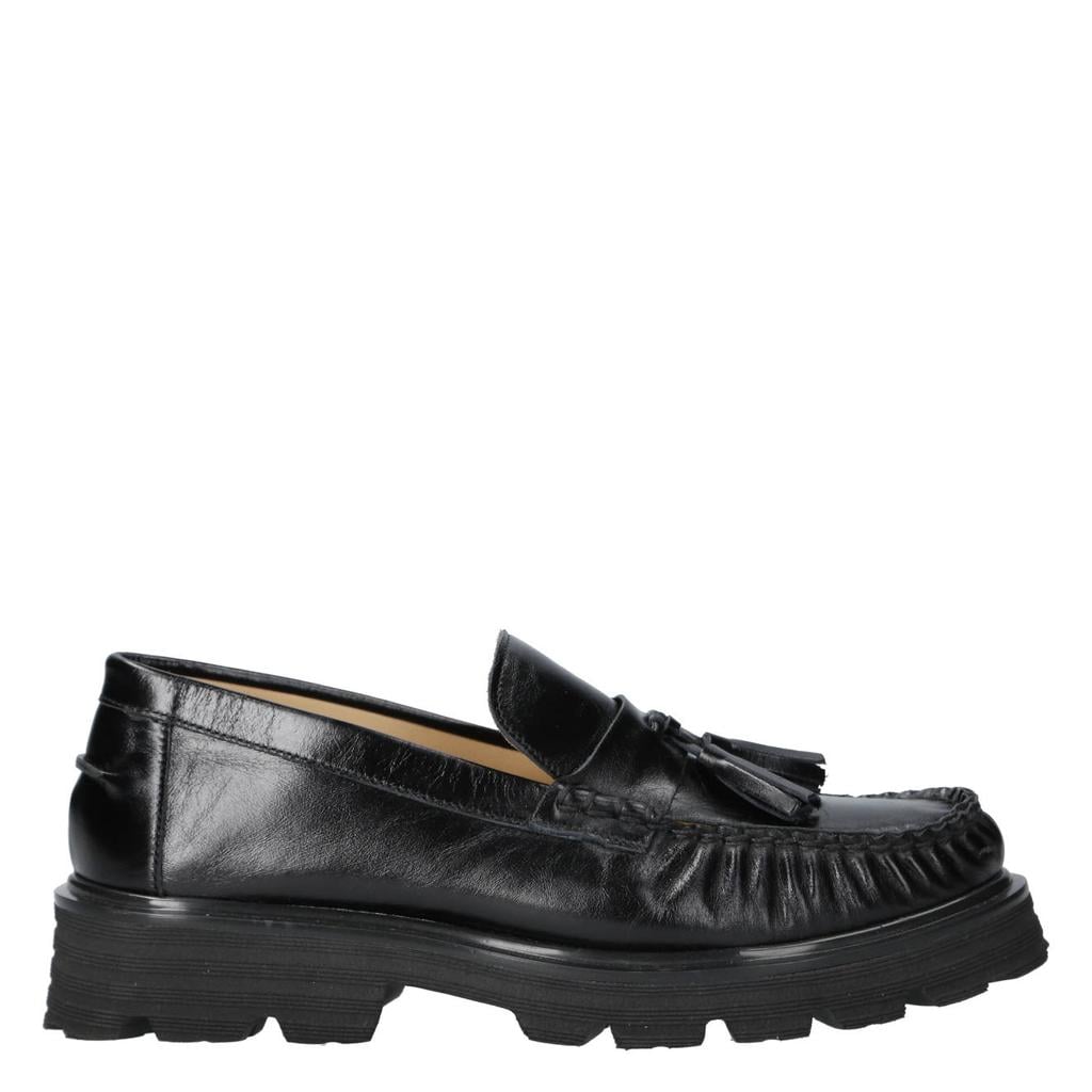 Zwarte dames Babouche Bizou-105 chunky leren loafers -