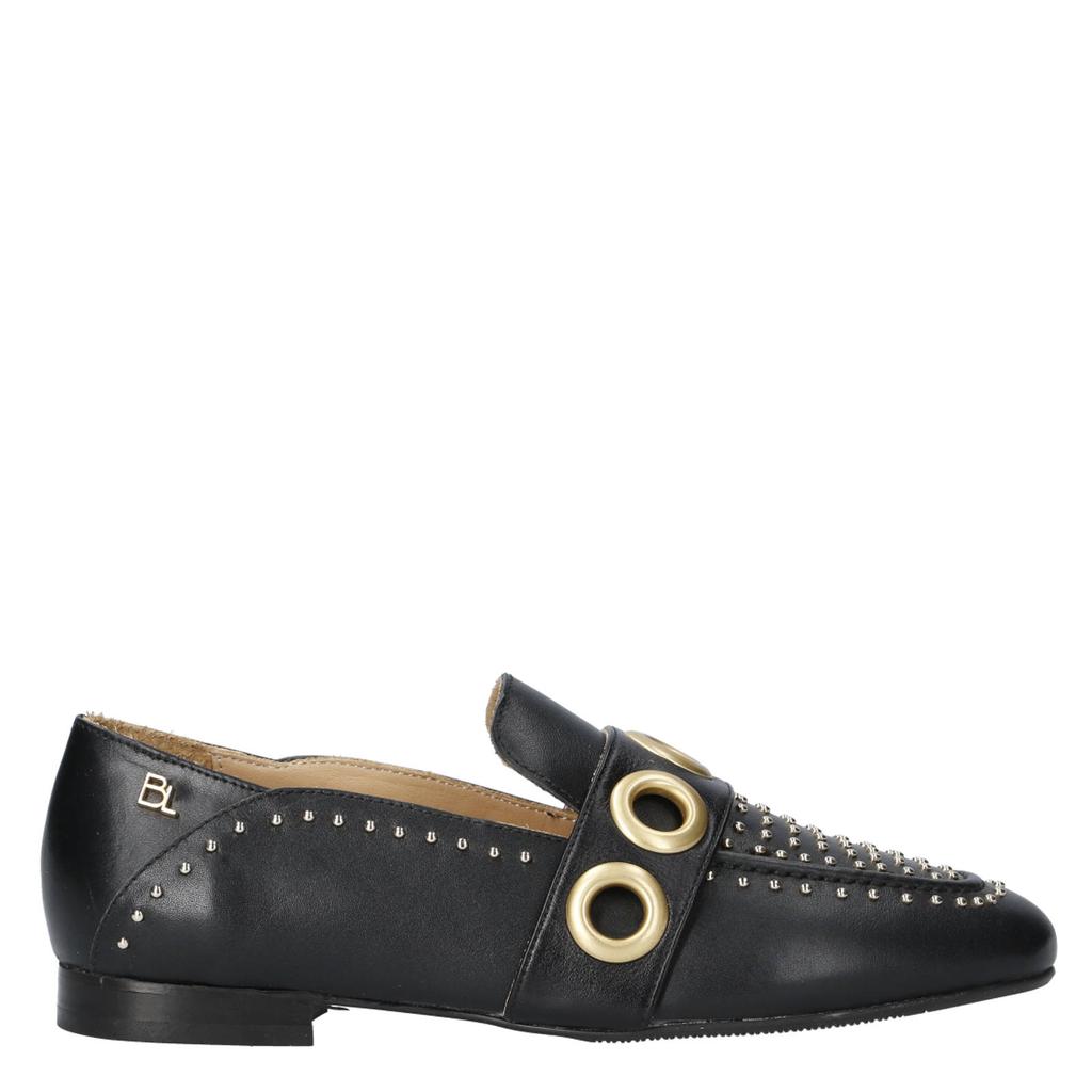 Zwarte dames Babouche MG-Shelly-1 leren loafers met studs -