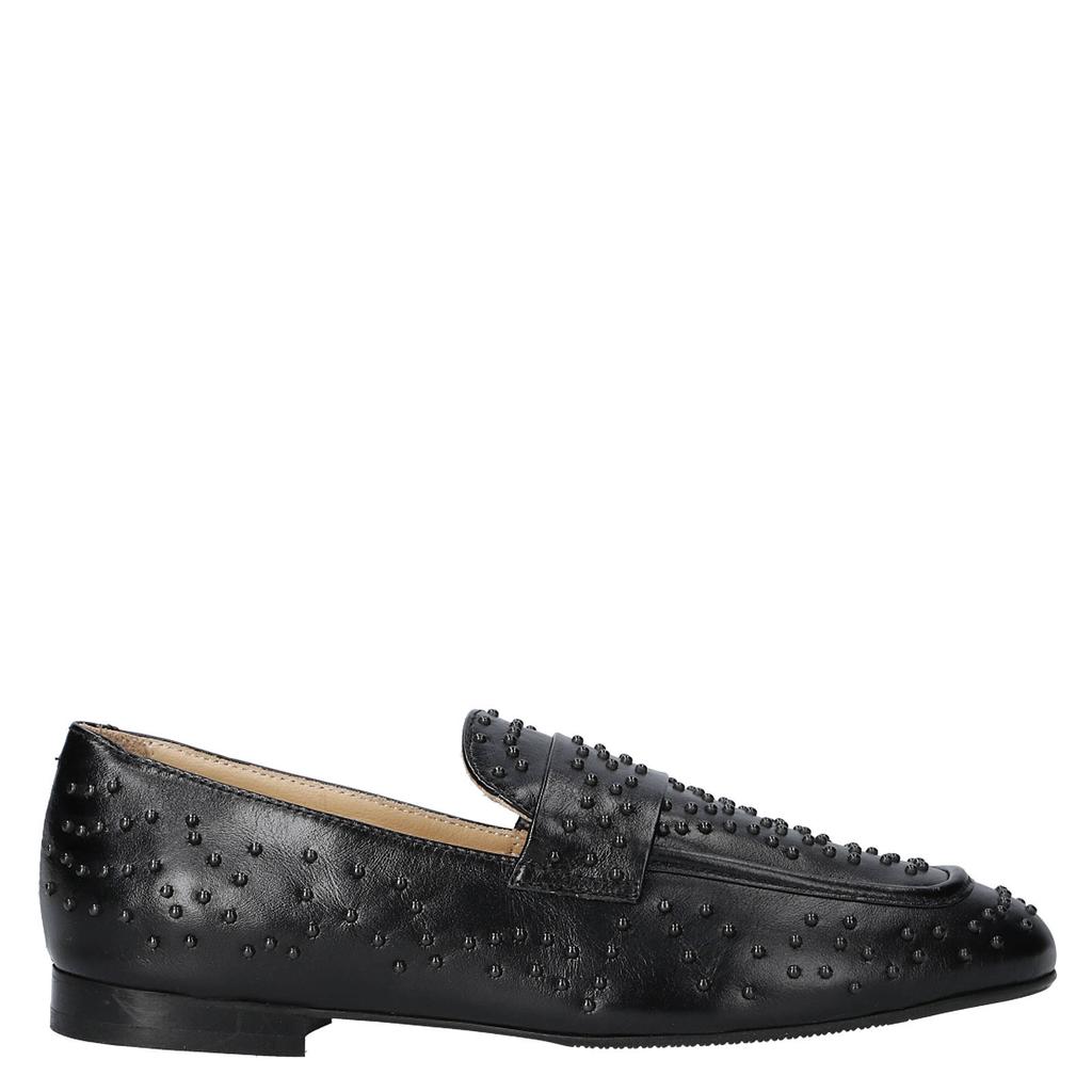 Zwarte dames Babouche Sia-105 leren loafers met studs -