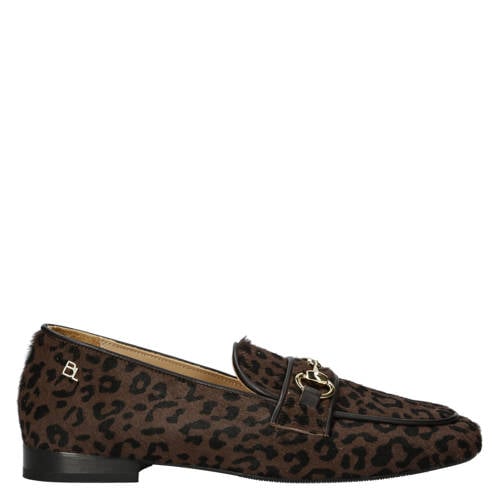 Babouche G-Filly-59 suède loafers met panterprint bruin/zwart