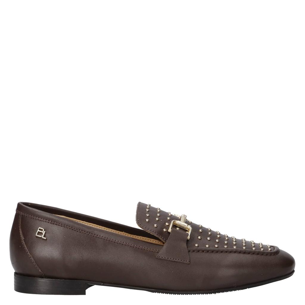 Bruine dames Babouche G-Pella-1 leren loafers met studs -