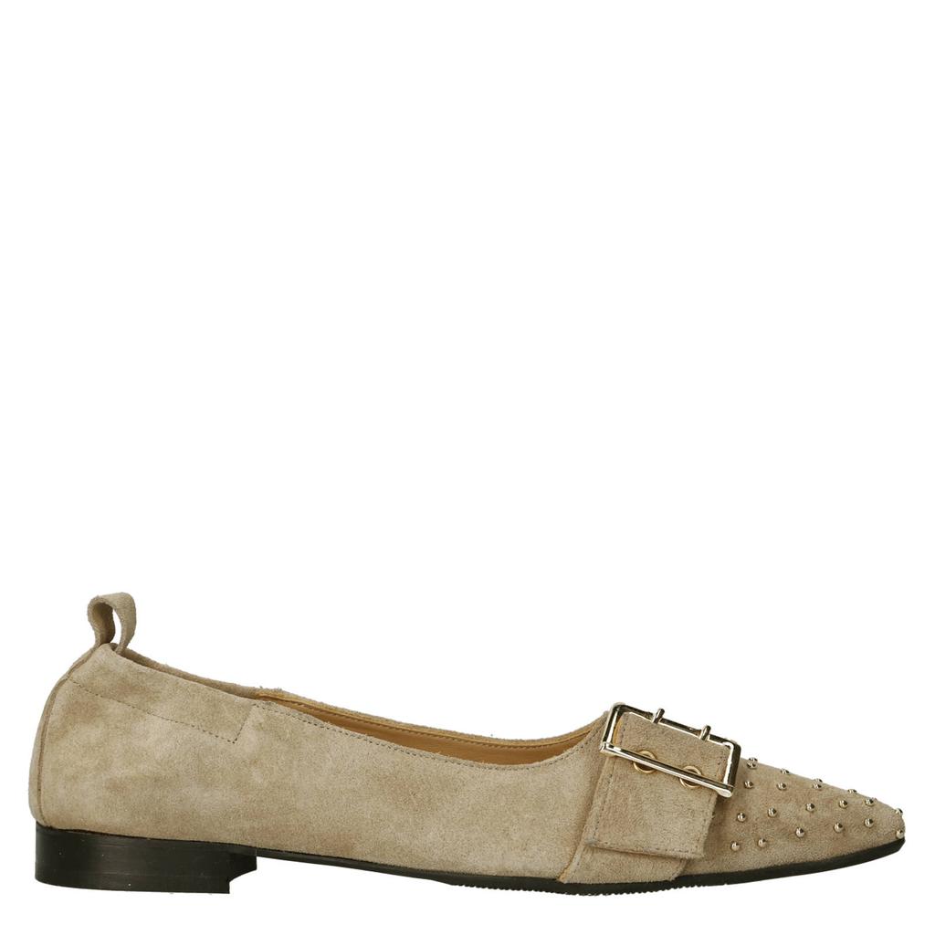 Beige dames Babouche G-Vive-2 suède loafers met studs -