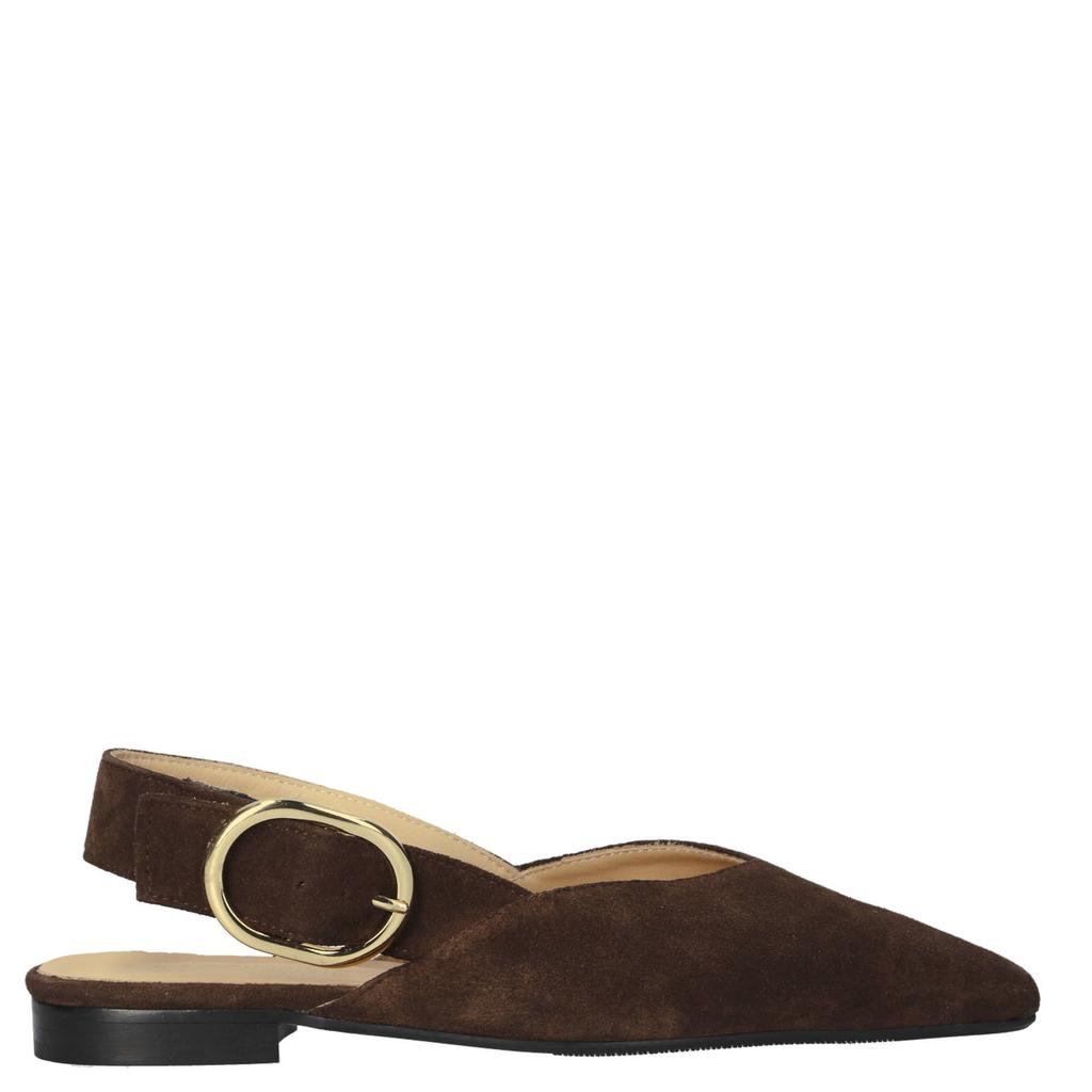 Bruine dames Babouche Yena-2 suède loafers - met gesp