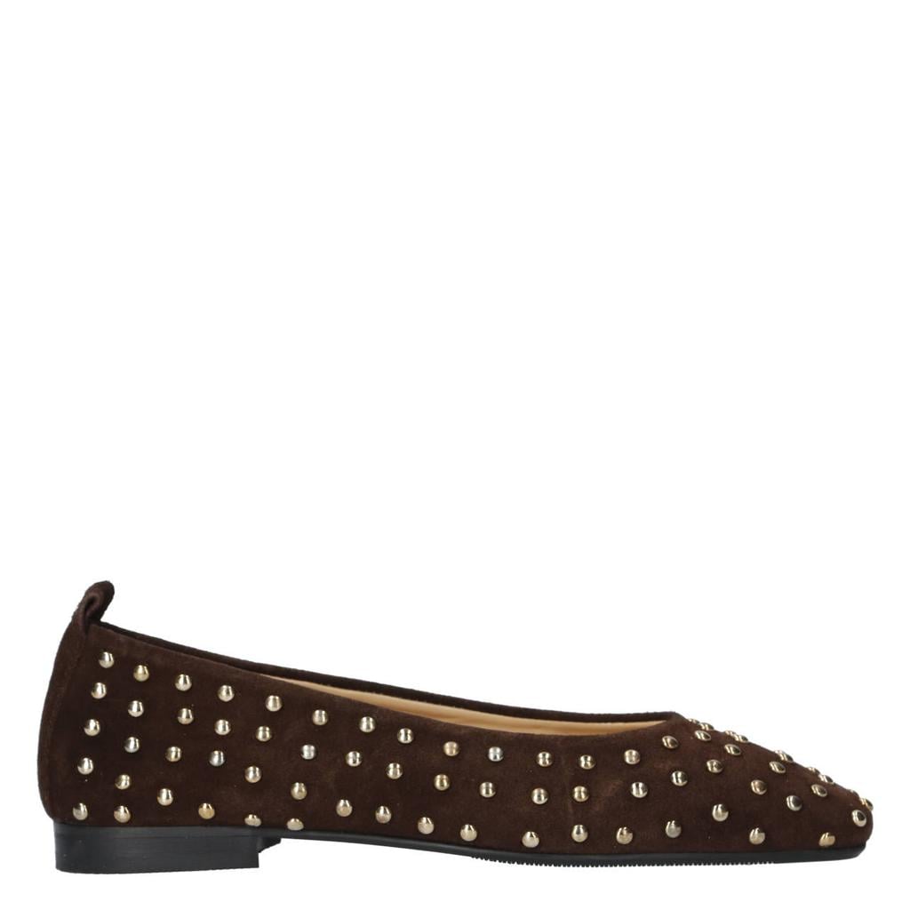 Donkerblauwe dames Babouche G-Libby-2 suède ballerina's met studs -