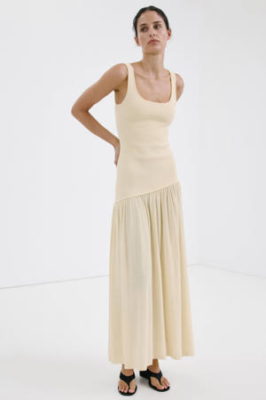viscose midi zomerjurk - lichtgeel