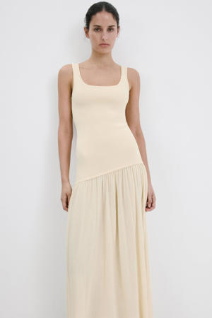 viscose midi zomerjurk - lichtgeel