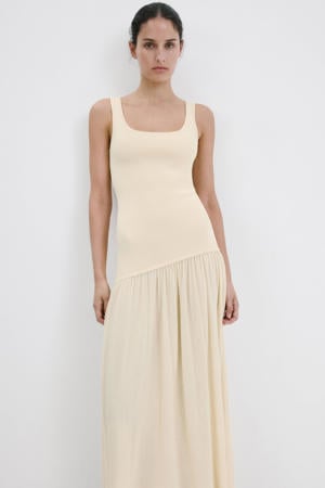 viscose midi zomerjurk - lichtgeel