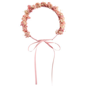haarband met droogbloemen - pastelroze/ecru