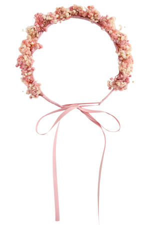 haarband met droogbloemen - pastelroze/ecru
