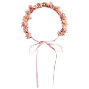 haarband met droogbloemen - pastelroze/ecru