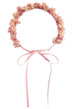 haarband met droogbloemen - pastelroze/ecru