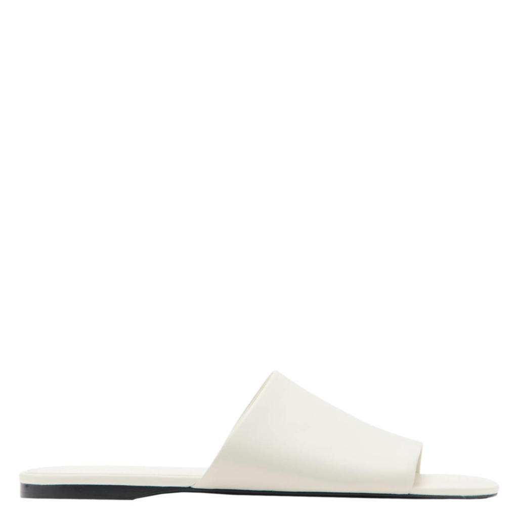 Ecru dames Mango leren slippers -