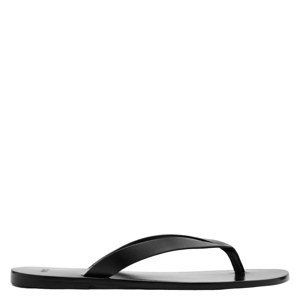 Zwarte dames Mango leren teenslippers -